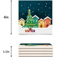 thumbnail image 3 of RYLABLUE Merry Christmas Xmas Tree Winter Christmas Set of 4 Coaster for Drinks, Absorbent Ceramic Stone Coasters Cup Mat with Cork Base for Home Kitchen Room Coffee Table Bar Decor, 3 of 4