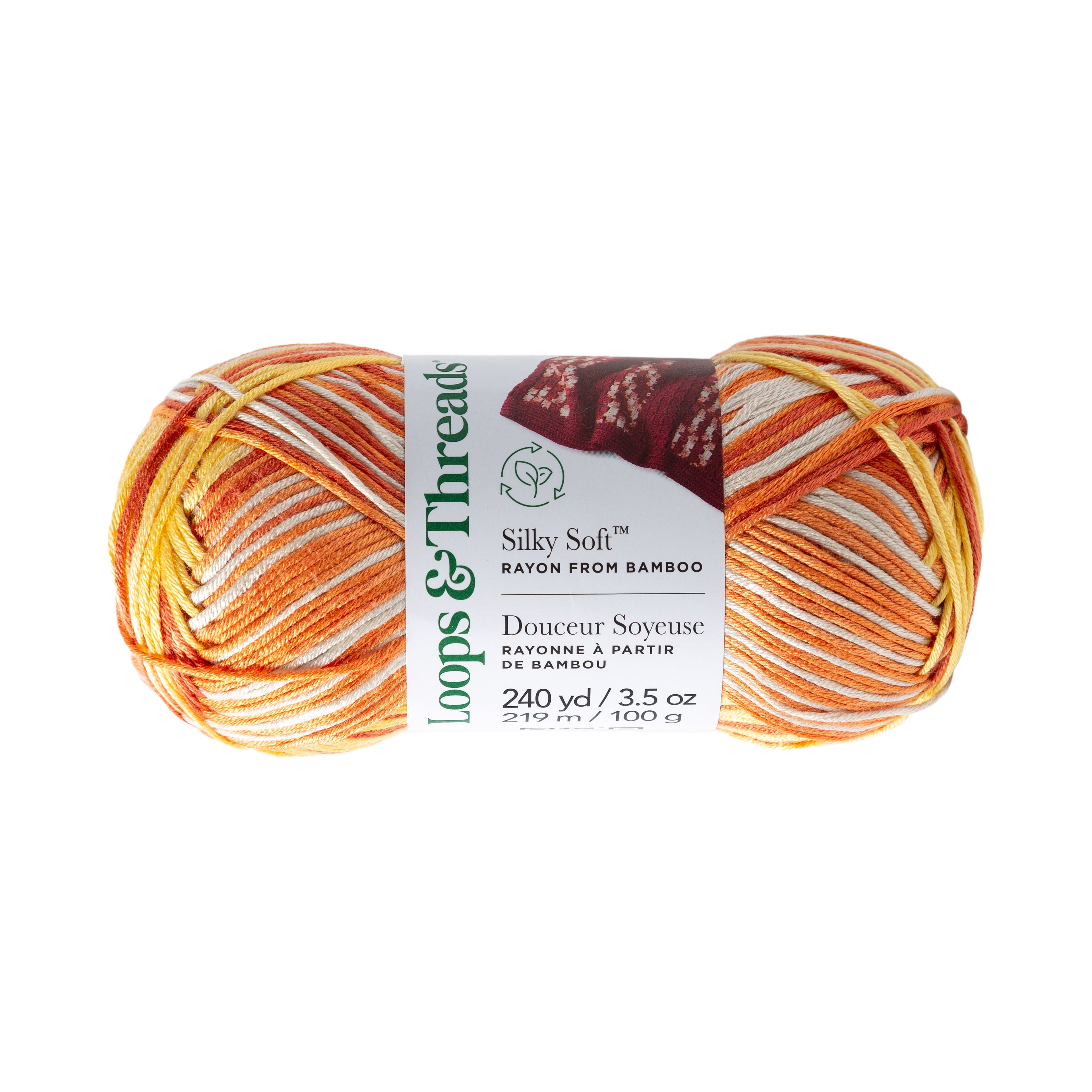 (3 pack) Silky Soft Multi Yarn by Loops & Threads - Yarn for Knitting - Crochet - Weaving - and Arts & Crafts - Marigold - Bamboo - 3.5 oz