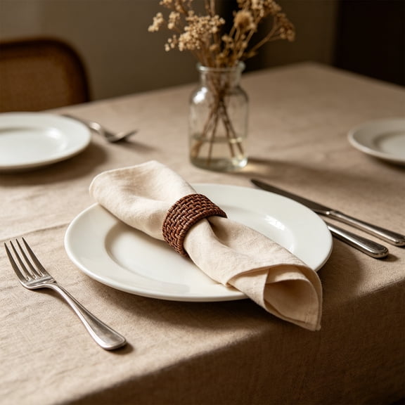 ChicYu Woven Rattan Napkin Rings Set of 6, Natural Wicker Table Decor Holders for Cloth Napkins, Rustic Farmhouse Dining Wedding Party