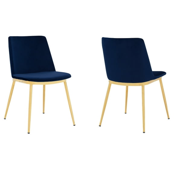 Velvet Dining Chairs Set of 2 - Modern Gold Leg Accent Chairs - Chic ComfortStylish Support - 32.5" Height