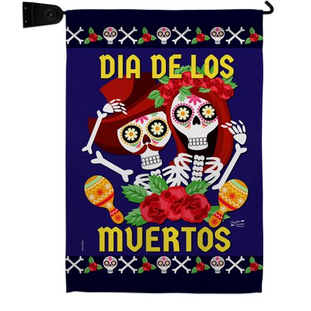 Dia De Los Muertos Pair Garden Flag Set Day Of Dead 13 X18.5 Double-Sided Yard Banner