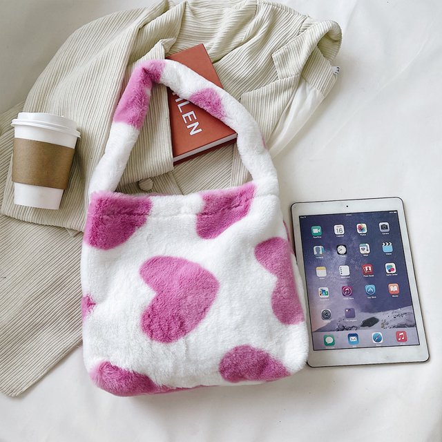 Bolsa de hombro de felpa para otoño e invierno para mujer, con estampado Vintage para mujer Tmvgtek Para Estrenar