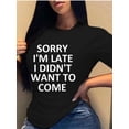 thumbnail image 1 of Lovelywholesale Plus Size Casual O Neck Letter Print Black T-shirt, 1 of 3