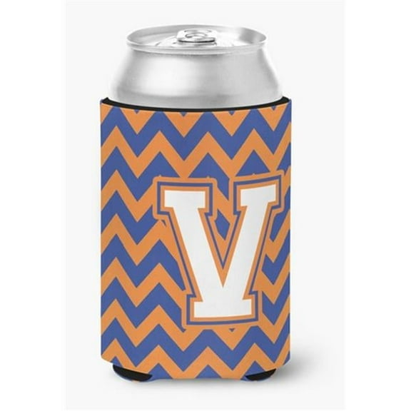 Letter V Chevron Blue & Orange No.3 Can or Bottle Hugger