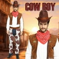 thumbnail image 2 of Celivon Cowboy Outfits For Men 4 Piece Hat+Scarf+Vest+Fringe Leg Warmer Set Vintage Texas Western Cowboy Themed Sets Casual Loungwear Dailywear, 2 of 3