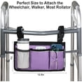 thumbnail image 5 of Organizador lateral para silla de ruedas, bolsa de almacenamiento, bolsa para reposabrazos con portavasos y rayas reflectantes, tela impermeable, para la mayoría de sillas de ruedas, andador, 5 of 5