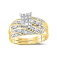 thumbnail image 2 of FB Jewels 10kt Yellow Gold His Hers Round Diamond Square Matching Wedding Set 1/3 Cttw Size 8, 2 of 4