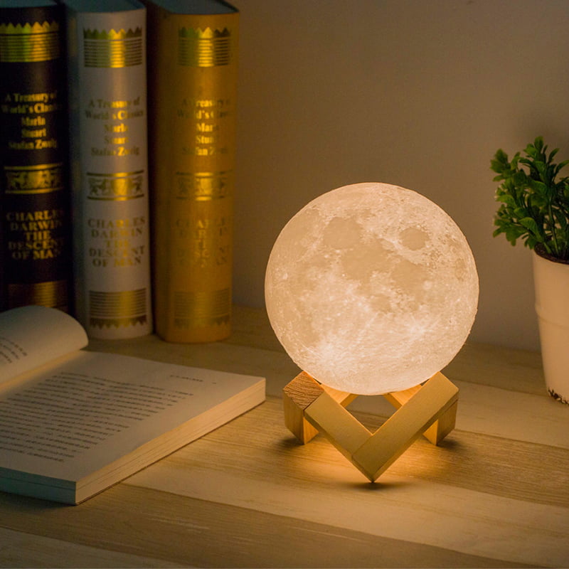 3D Moon Night Light Table Lamp USB Charging Touch Control Home Decor Gift 8cm 