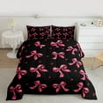 thumbnail image 3 of Homewish Black Pink Bowknot Bedding Comforter Set for Kids, Kawaii Princess Ribbon Twin Comforter Sets, Cute Cartoon Reversible Bedding Set, Super Cozy Room Decor, 2-Piece, 3 of 8