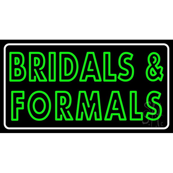 Double Stroke Bridals And Formals LED Neon Sign 13" Tall x 24" Wide - inches, Black Square Cut Acrylic Backing, with Dimmer - Premium built indoor Sign for Storefront, Store interior, Studio.