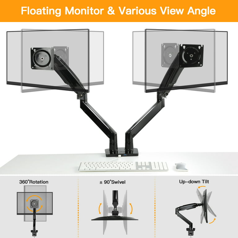 ERGEAR Dual Monitor Mount Stand Each Arm Hold up to 26.4 lbs - Long Double  Arm Gas