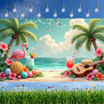 thumbnail image 7 of Vintage Tropical Flamingo Banner Palm Trees Beach Sunset for Summer Beach Party Wedding Travel, 7 of 7