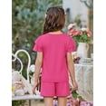 thumbnail image 6 of Abcomgle Short Sets for Girls 7-8 Girls 2 Piece Outfits Ruffle Sleeve Button Down Tshirts and Elastic Waist Shorts Cute Preppy Girls Shorts Set,Green,9-10Years, 6 of 6