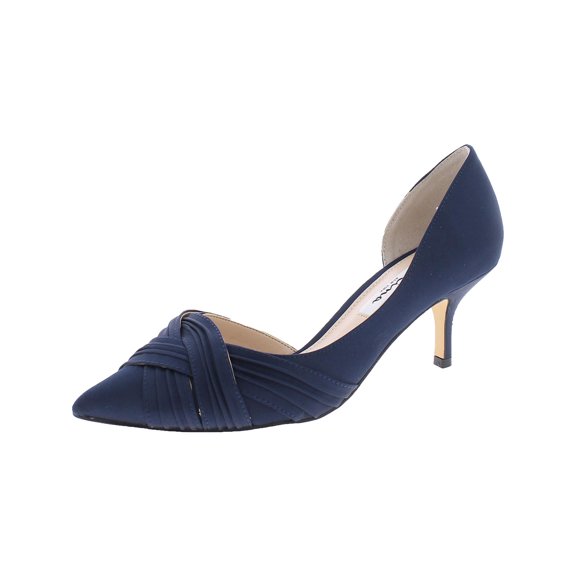 Nina Womens Blakely Satin Evening D'Orsay Heels Navy 8 Wide (C,D,W)