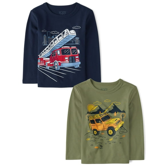 Camiseta The Children's Place Baby-Boys de manga larga, paquete de 2 unidades, 5T