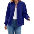 thumbnail image 1 of Suéter Tipo Cárdigan con Cremallera para Mujer, Sudadera con Capucha, Chaqueta de Larga, Conjuntos de Cuello Redondo, Abrigo Informal. Azul M, 1 of 10