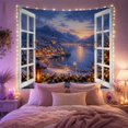 thumbnail image 2 of Snowy Lakeside Village at Dusk With Window View, Cozy Vintage for Mountain Lovers, Peaceful Winter Scenery Art, Christmas Gift Tapestry Wall Hanging for Living Room and Bedroom, 2 of 5