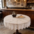 thumbnail image 6 of HuiXinOu 72.8in White Lace Tablecloth Round Table Cover with Non Slip Backing, Embroidered Sheer Fabric for Home Restaurant Cafe Dining Decor, 6 of 6