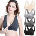 thumbnail image 3 of Women Maternity Nursing Sleep Bra Pregnant Women's Underwear Sleep Bra Postpartum Cross Breastfeeding Bra Cotton Breastfeeding Bralette, 3 of 6