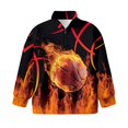 thumbnail image 4 of Uorisanigo Kids Sweatshirt Girls Soft Half Zip Pullover Sweatshirt Oversized Fire Basketball Print Long Sleeve Sweaters No Hood Quarter Zipper Hoodies Fall Spring Outfits Clothes, 4 of 7