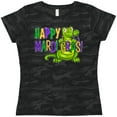 thumbnail image 3 of Inktastic Happy Mardi Gras Cute Alligator with Beads Women's T-Shirt, 3 of 5