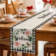 thumbnail image 5 of Spring Pink Flowers Table Runner 72 Inches, Country Plants Leaves Bird Retro Plaid Bed Runner Dresser Scarves Tabletop for Indoor Outdoor Parties/Ceremony/Banquet, 16" x 72", 5 of 9