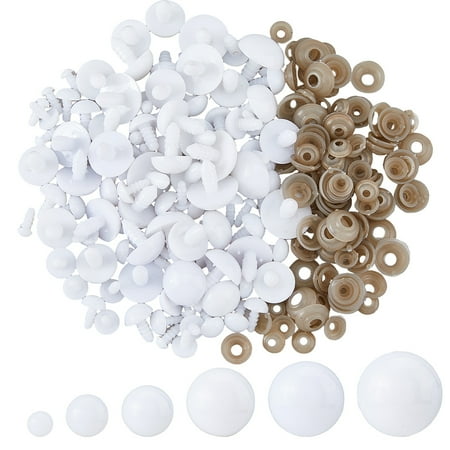 120Pcs 6 Sizes Safety Eyes 6mm~20mm Crochet White Eyes Round Craft Crochet Eye with Washers Plastic Stuffed Animal Eye for DIY Puppet Bear