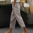 thumbnail image 2 of Seductiva Women's Wide Leg Pants Pants for Women Casual 2025 Summer Drawstring Elastic High Waist Linen Pants Wide Leg Cropped Trousers Beach Pants Loose Fit, 2 of 5