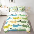 thumbnail image 2 of jejeloiu Cartoon Crocodile 7pcs Bedding Comforter Set,Modern Geometric Plaid Queen Bedding Sets For Boys Teens Reversible, 2 of 8