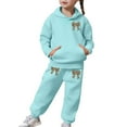 thumbnail image 5 of Bow Print Outfits Set For Kids Thick And Cozy Girls Tracksuit Fashionable Bow Print Pullover Hoodie With Jogger Pants Casual Two Piece Outfit For Toddler And Kid Mint Green 140(8-9 Years), 5 of 9