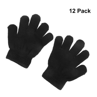 Omeite Children's warm knitted gloves (black 12 pairs)