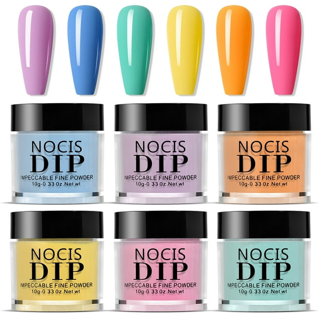 Juego de 6 colores de polvos para inmersión de uñas NOCIS Nail Art Dip