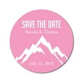 thumbnail image 1 of Darling Souvenir Round 45 Pcs Snowy Mountain Save The Date Stickers Personalized Bride Groom Names And Date Envelope Seals - Light Pink, 1 of 4