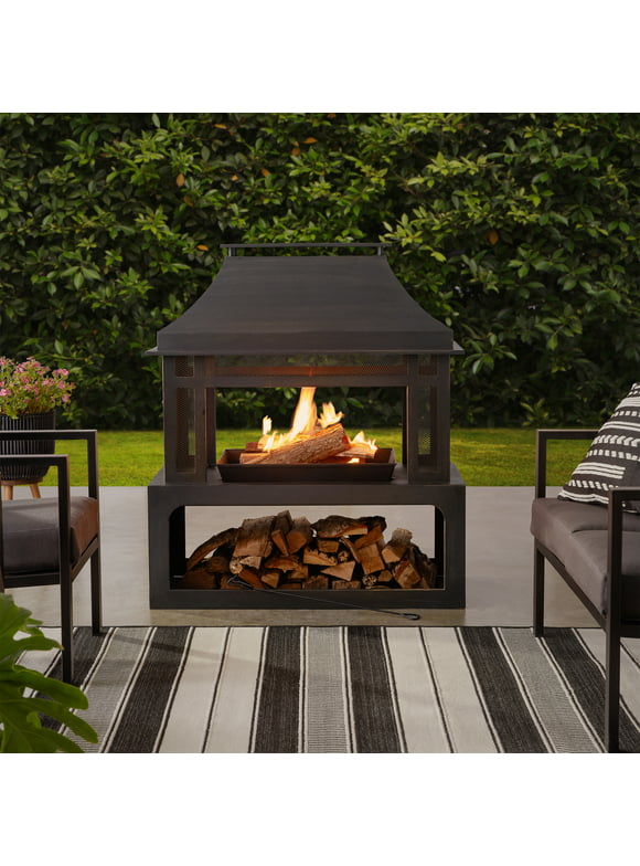Mainstays 45-Inch Outdoor Steel Fireplace with Chimney
