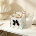 thumbnail image 3 of 1 Pcs Square Desktop Cosmetic Storage Basket, Multi-Functional Small Organizer Container, 6x6x6in Neat Storage Bin for Vanity Bedroom Countertop Sundry Classification, 3 of 7