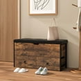 thumbnail image 2 of Costway Storage Ottoman Bench Flip Top Wooden Storage Chest with Cushion & 2 Drawers, 2 of 10