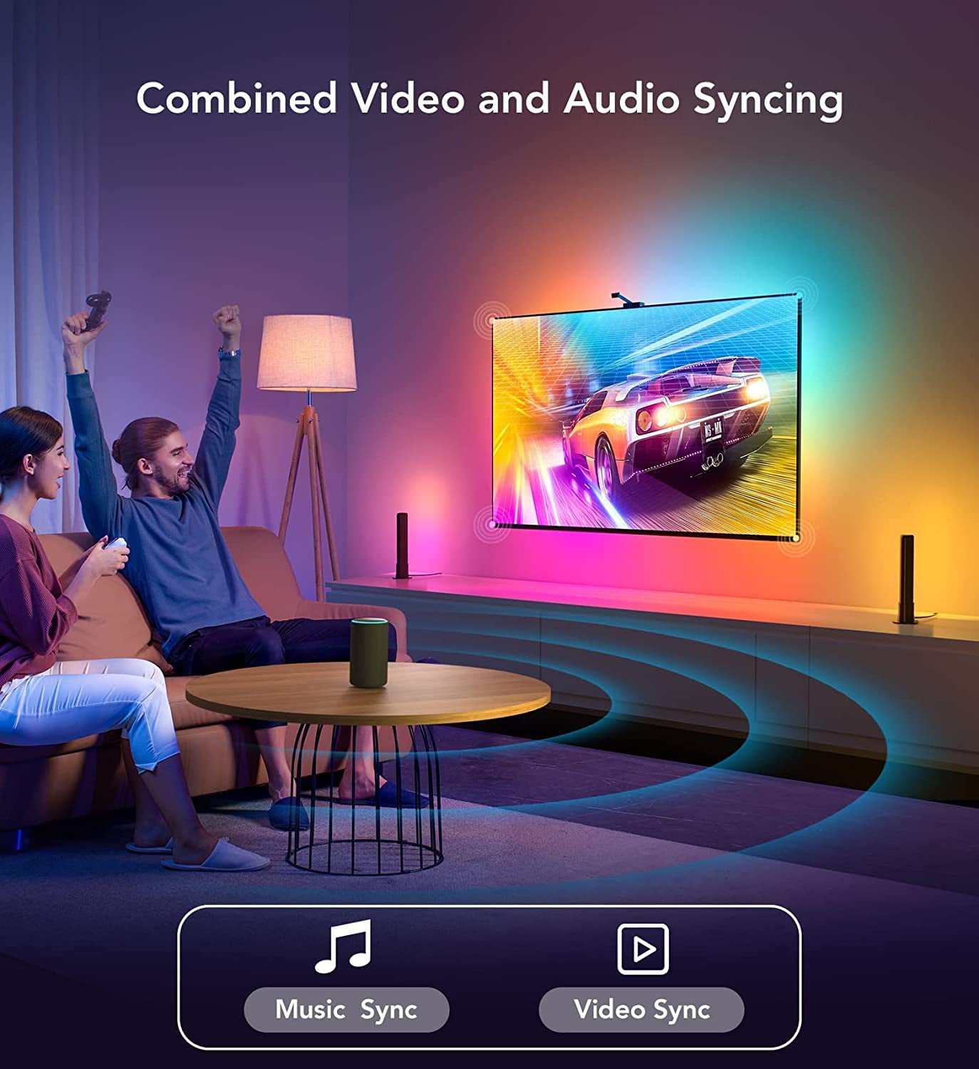 Govee T1 Pro RGBICWW TV Light Kit With Camera,1080p Color sense Camera, LED TV backlights, and 2 LED RGB light bars, Individual Control of LED Groups,Voice And APP Control,Home Theatre,55-65 Inch TVs
