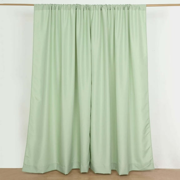 Efavormart 2 Pack | Sage Green Polyester Drapery Panels With Rod Pockets, Photography Backdrop Curtains, 5ftx8ft - 130 GSM