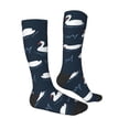 thumbnail image 3 of Picia Women Crew Soft Moisture-wicking Socks Cartoon Swan Pattern Design Cotton Socks, One Size fit All, 3 of 9