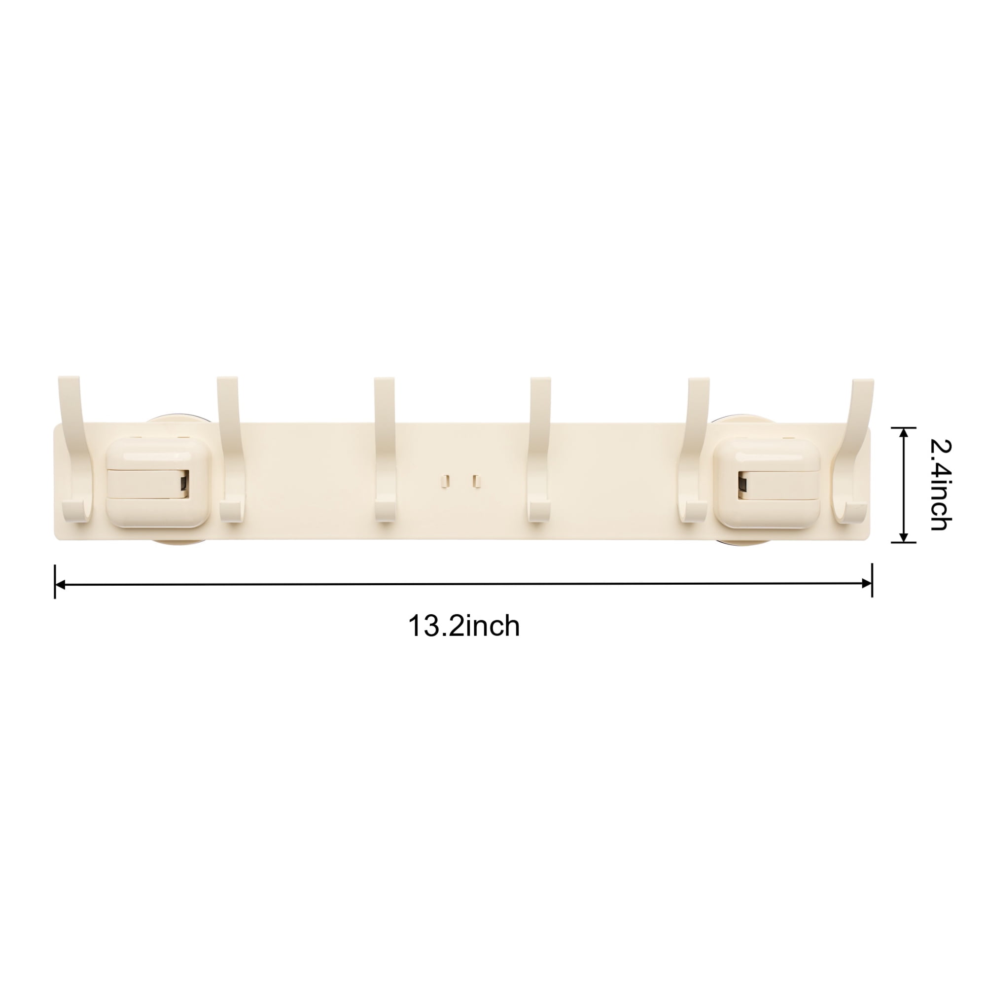 Unique Bargains Coat Rack Wall Mount Metal Suction Round 6 Hooks Rack White 16.1"x2.4"