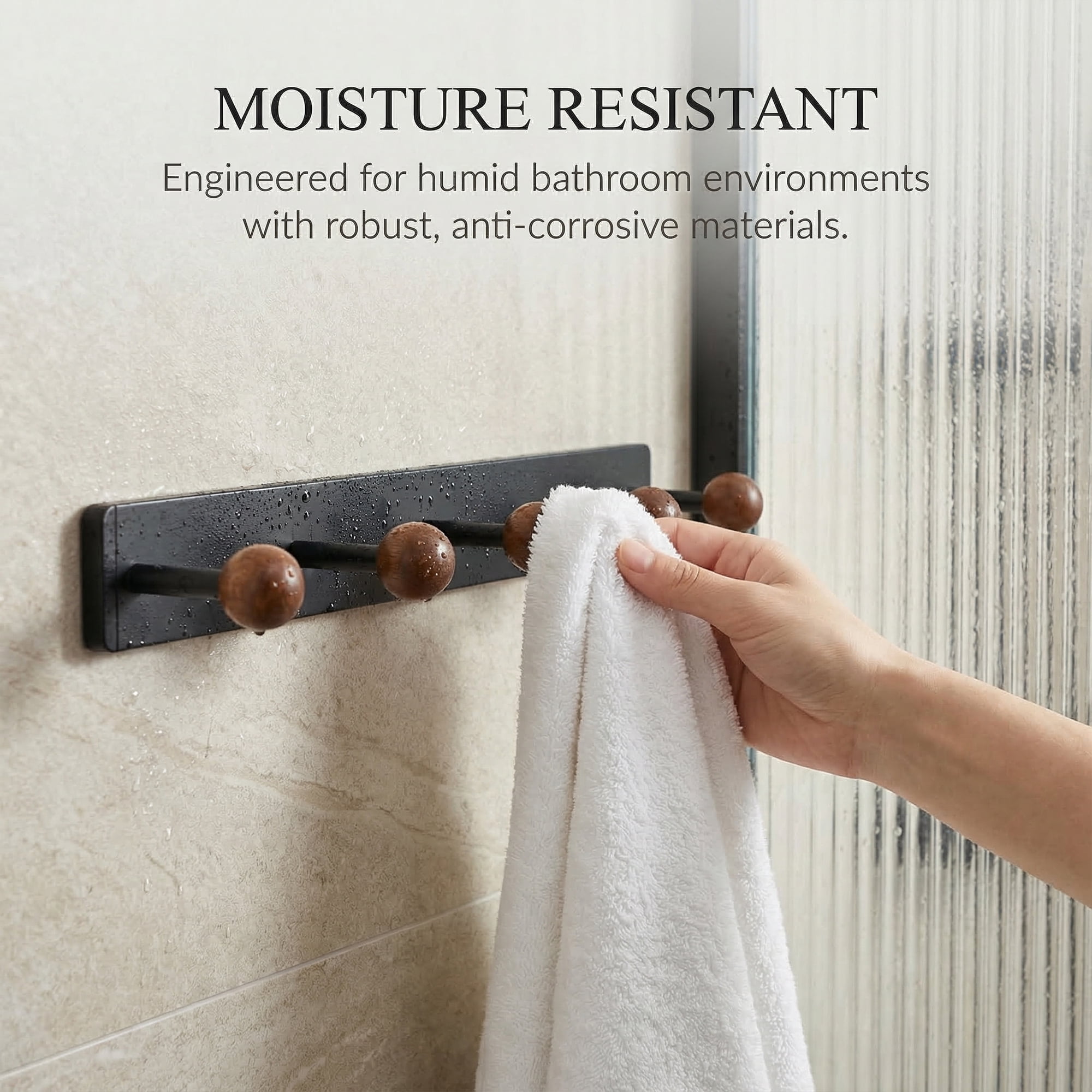 Unique Bargains Coat Rack Wall Mount Aluminum Wood Hook for Entryway Black 15.7"x1.6"