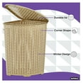 thumbnail image 5 of Drevy Corner Laundry Hamper Basket With Lid 50 Liter, Beige Wicker Hamper - Durable, Lightweight Bin With Cutout Handles, Storage Dirty Cloths, Space Saver Curved Shape Design, 5 of 7