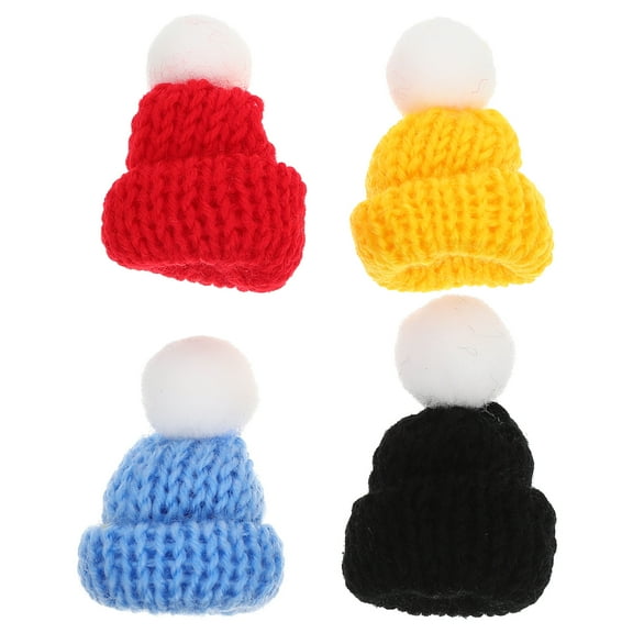 Dalidasy Knitting Hat Tiny Hats Craft Cap Hand Knitting Cone Hat 4pcs for 1: 12 DIY Santa Snowman Christmas Bottle Ornament Hair Accessories