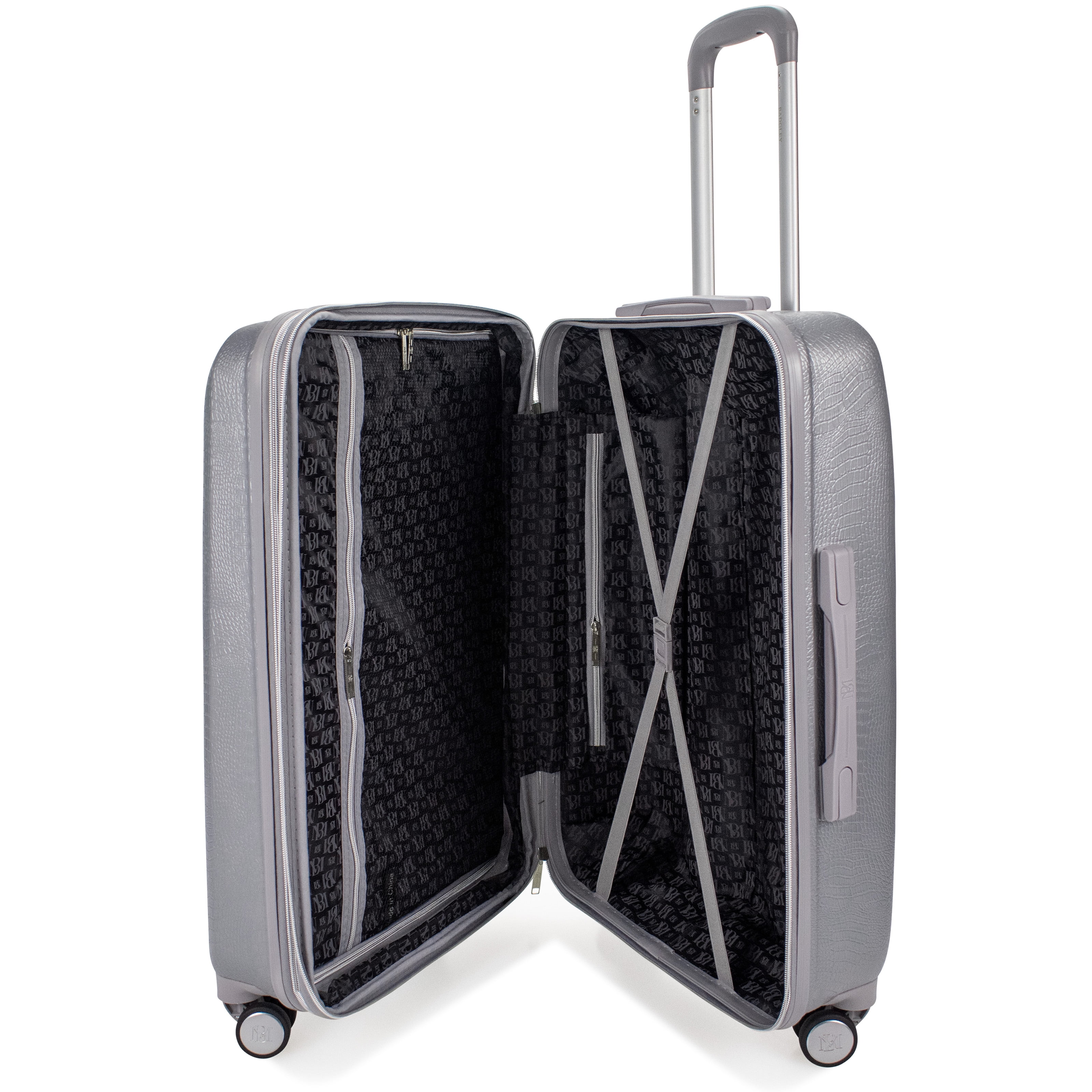 BADGLEY MISCHKA BMLUGSETSNSIL Snakeskin 3 Piece Expandable Luggage Set (Silver)