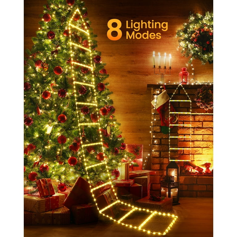 Toodour LED Christmas Lights - 10ft Christmas Decorative Ladder Lights with  Santa Claus, Christmas Decorations Lights for Indoor Outdoor, Window