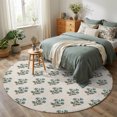 Round Rug 4ft, Vintage Blue Floral Low Pile Washable Rugs for Kitchen ...