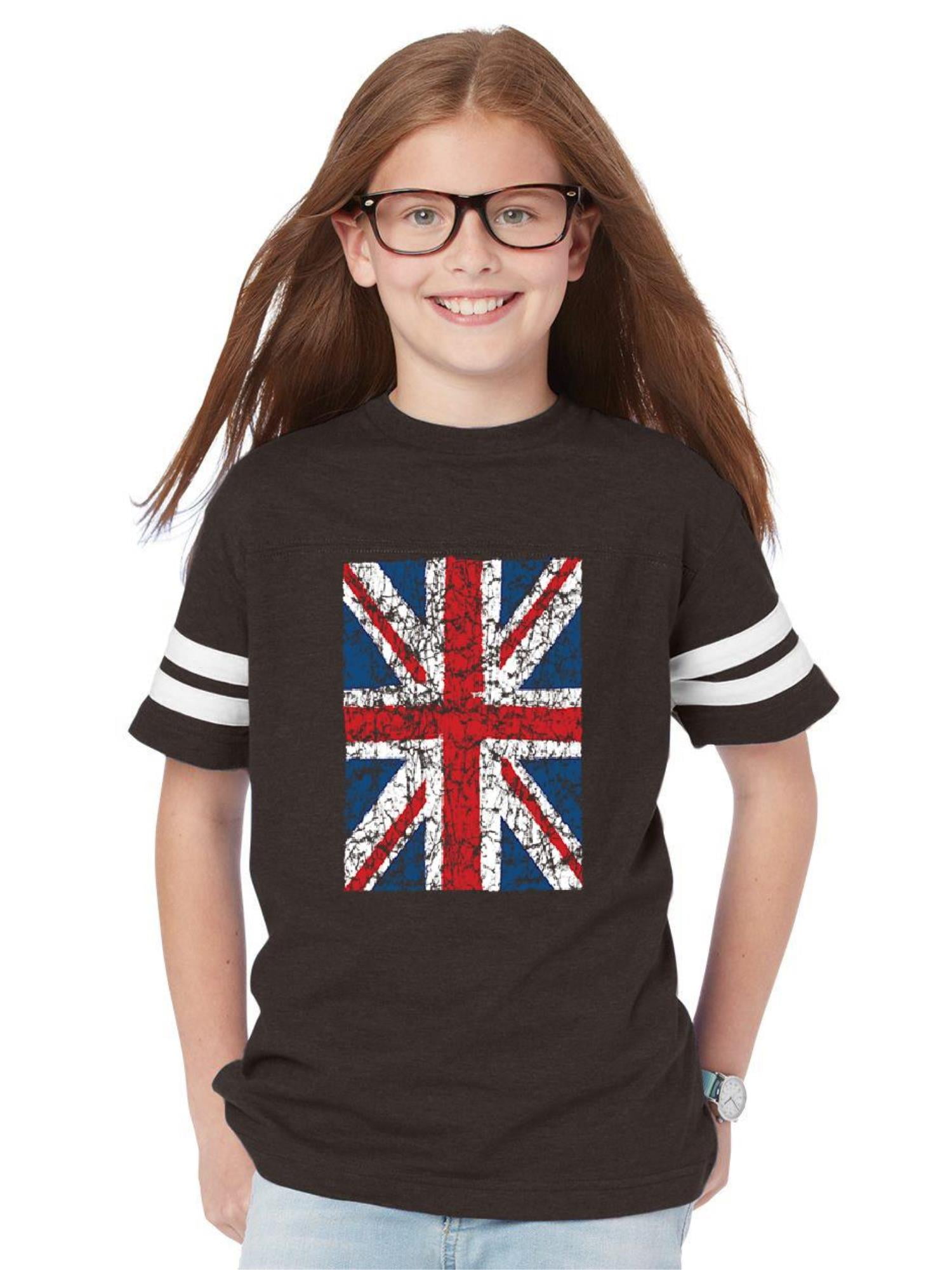 IWPF - Youth Union Jack British Flag Football Fine Jersey T-Shirt ...