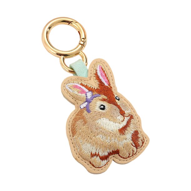 Llavero bordado, llavero para coche, llavero elegante con forma de animal, ideal como regalo de Acción de Gracias. Conejito