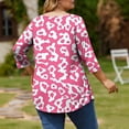 thumbnail image 4 of Ounisa Womens Plus Size 3/4 Sleeve T Shirt Crew Neck Printed Pullover Loose Fit Casual Fashion Chic Tops XL-5XL, 4 of 6