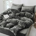 thumbnail image 4 of 3 Piece Winter Warm Dark Gray Comforter Cover Crystal Flannel Bedding Sets Velvet King Duvet Cover Set, 4 of 4